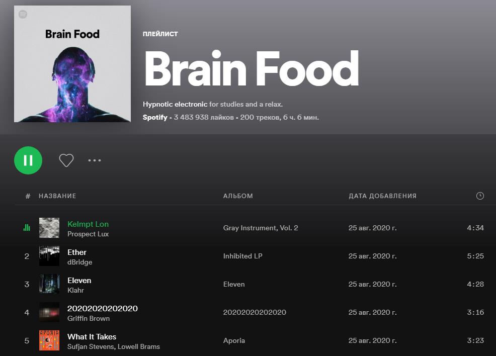 brain food Spotify