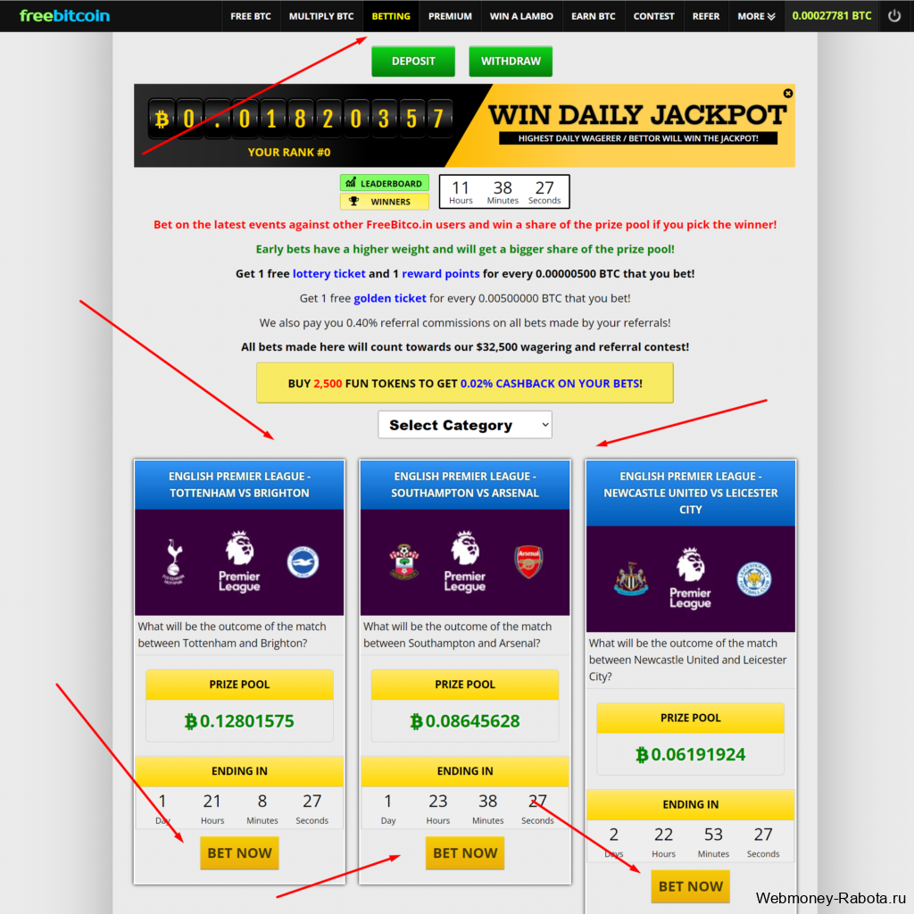 betting freebitcoin